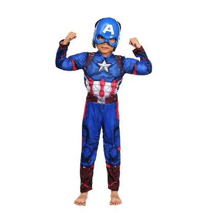 Déguisement de super-héros Capitaine America pour enfants avec détails musclés et masque