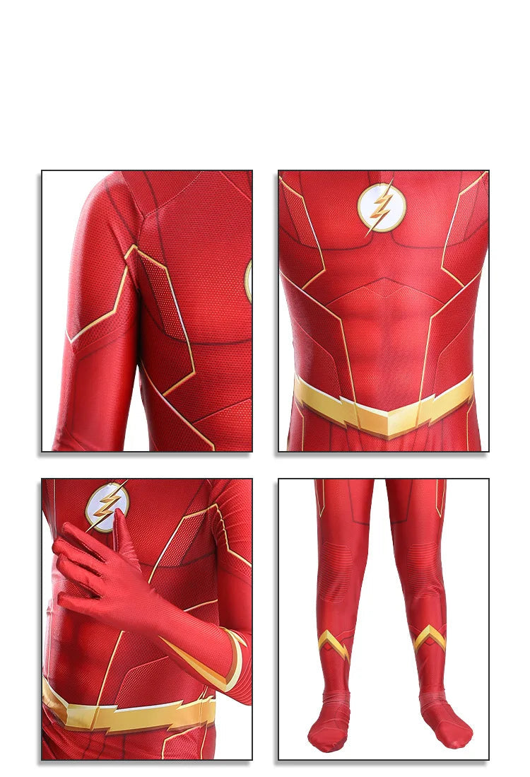 Costume de super-héros rouge unisexe avec masque intégré – Idéal pour déguisement et Halloween