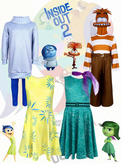 Ensemble de costumes de tristesse et de joie pour cosplay Halloween pour adultes et enfants