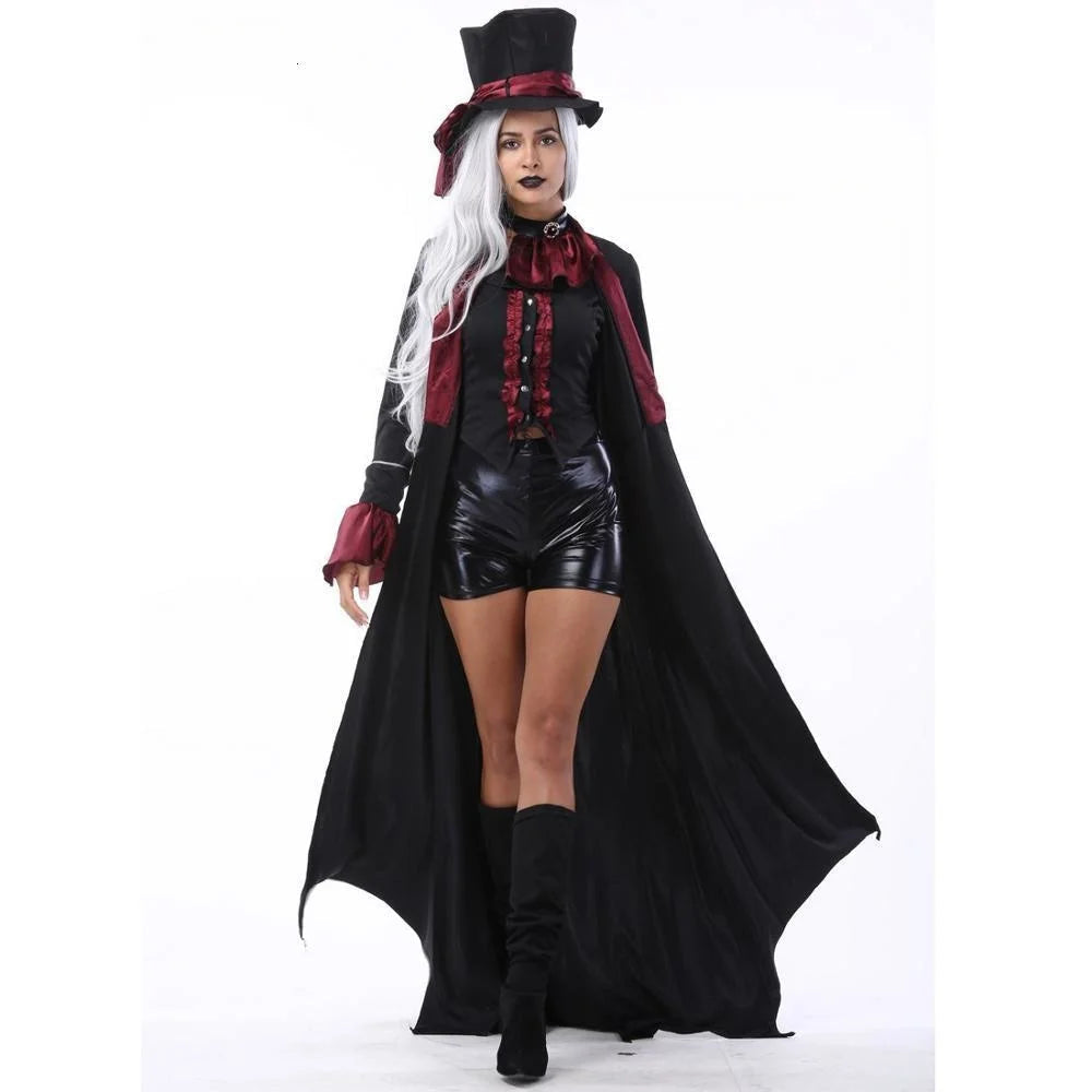 Costume de vampire gothique pour couple – Ensemble Halloween 2025 avec manteau et pantalon