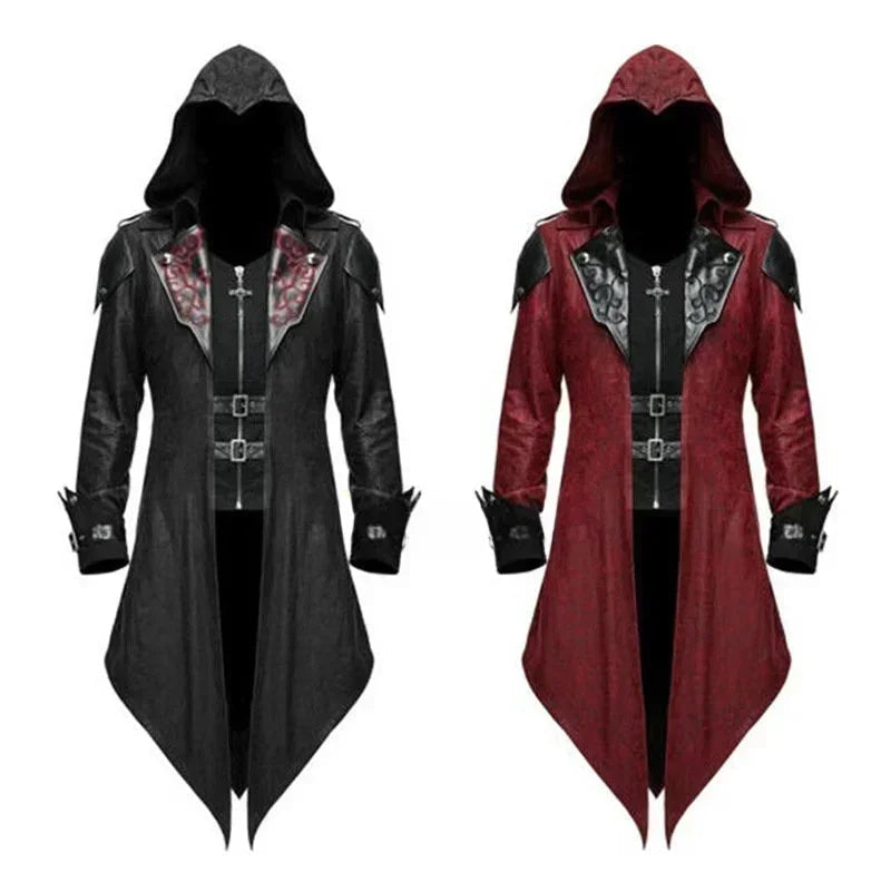 Veste à capuche médiévale pour costume d'Halloween – Veste unisexe en polyester avec détails asymétriques