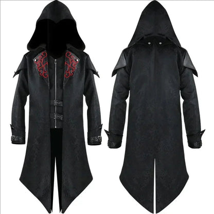 Veste à capuche médiévale pour costume d'Halloween – Veste unisexe en polyester avec détails asymétriques