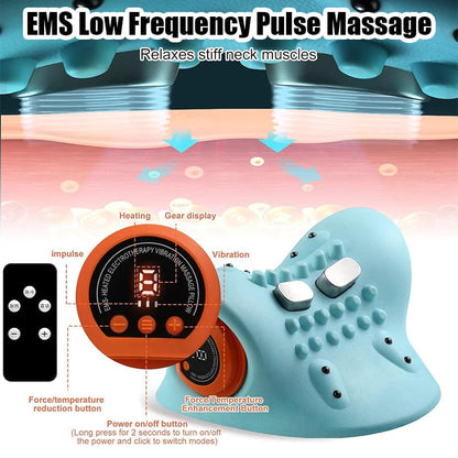 Coussin de massage cervical avec chauffage – Ergonomique, portable, réglages personnalisables pour la détente à la maison ou au bureau