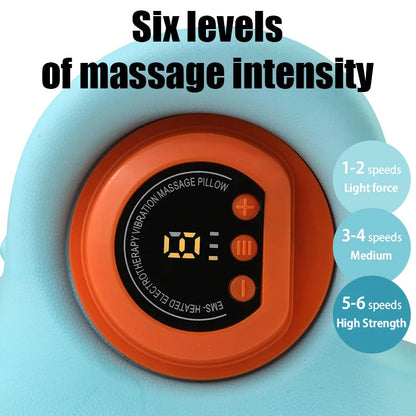 Coussin de massage cervical avec chauffage – Ergonomique, portable, réglages personnalisables pour la détente à la maison ou au bureau