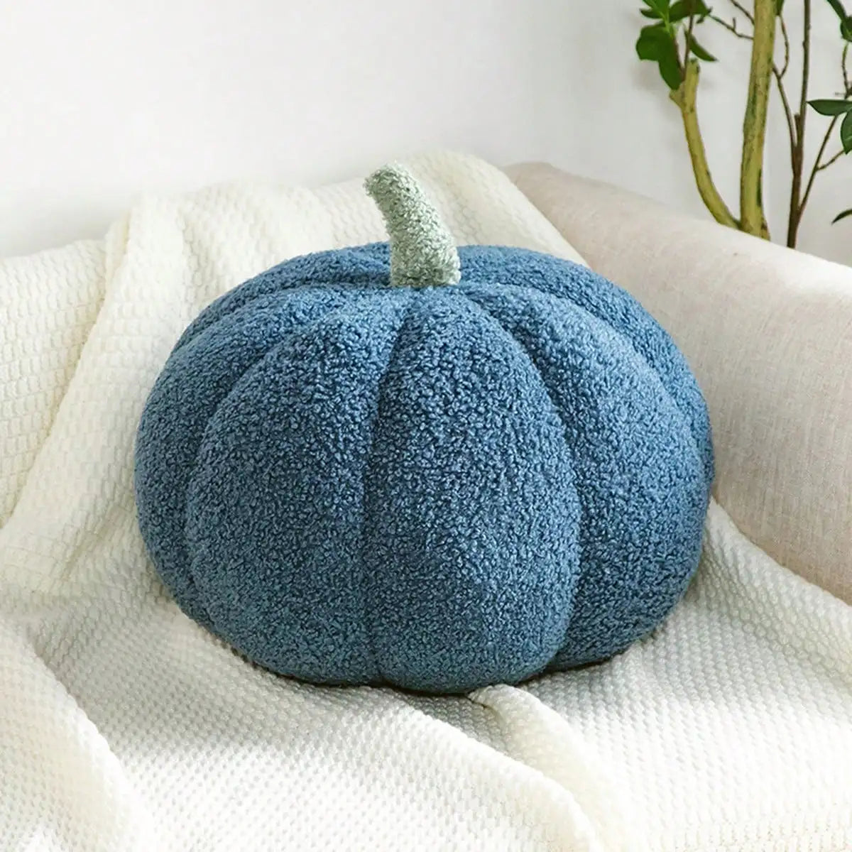 Coussin en forme de citrouille en sherpa et boucle – Décoration d'automne et d'Halloween pour enfants