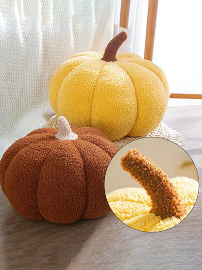 Coussin en forme de citrouille en sherpa et boucle – Décoration d'automne et d'Halloween pour enfants
