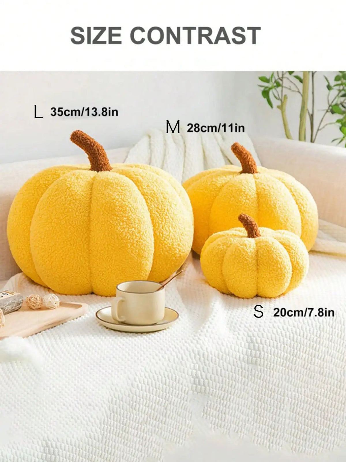 Coussin en forme de citrouille en sherpa et boucle – Décoration d'automne et d'Halloween pour enfants