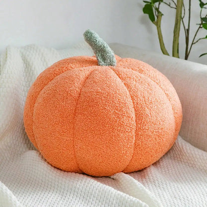 Coussin en forme de citrouille en sherpa et boucle – Décoration d'automne et d'Halloween pour enfants