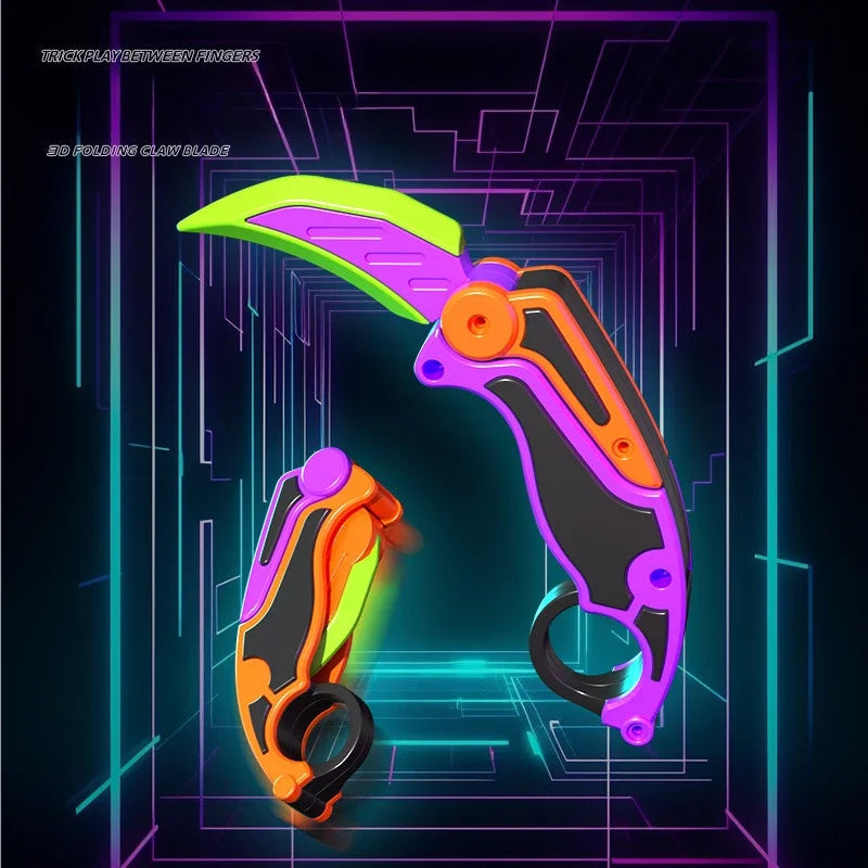 Couteau papillon imprimé en 3D à action gravitationnelle – Jouet anti-stress en plastique ABS aux couleurs néon
