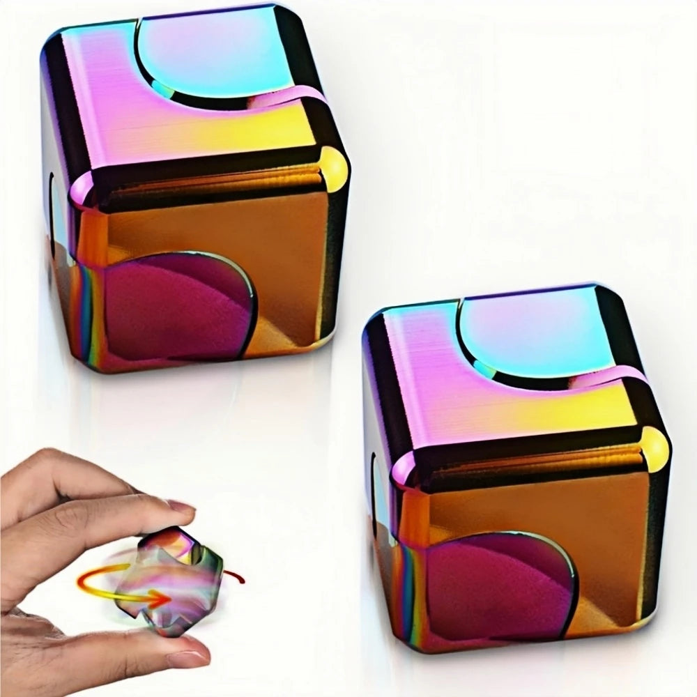 Cube métallique compact tourniquet à doigts – Jouet anti-stress idéal pour adultes et adolescents, soulagement de l'anxiété, portable