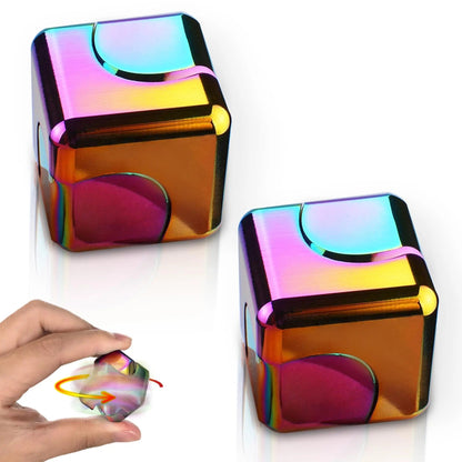 Cube métallique compact tourniquet à doigts – Jouet anti-stress idéal pour adultes et adolescents, soulagement de l'anxiété, portable