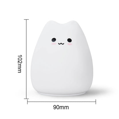 Cuddly Cat Night Light | Soft Silicone, Touch Sensor, 7 Colors