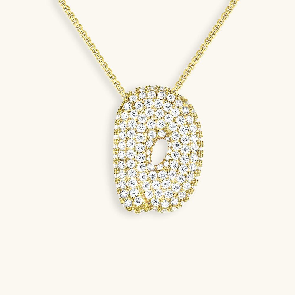 Variant image for Collier Femme Or 18 Carats avec Pendentif Initial et Diamant Simulant 18 pouces-4