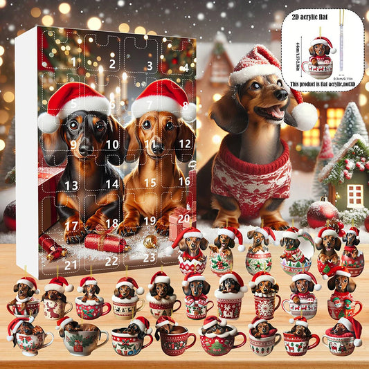 Dachshund Christmas Advent Calendar – 24 Days Countdown with Fun Dog Ornaments