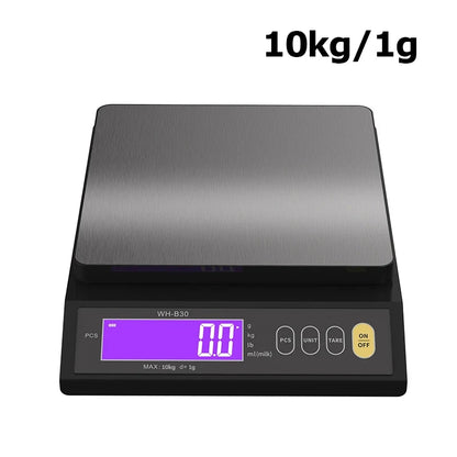 Balance de cuisine numérique – Outil de pesée étanche en acier inoxydable avec affichage à cristaux liquides, capacité de 5 kg/0,1 g et 10 kg/1 g