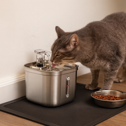 Distributeur automatique d'eau en acier inoxydable pour animaux avec filtration intelligente – Accès permanent à de l'eau fraîche