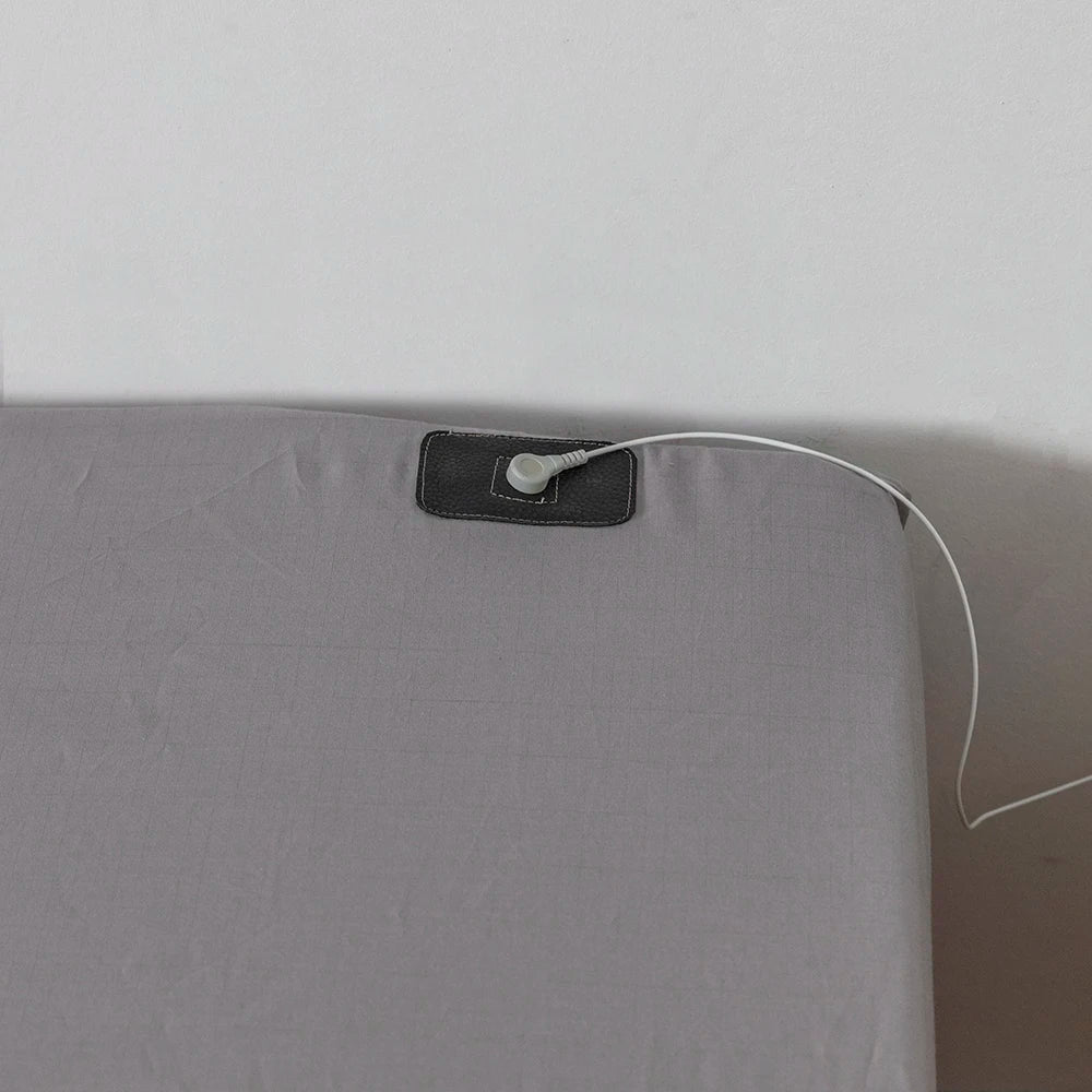 Drap-housse en coton 100 % avec conductivité argentée pour mise à la terre – Confort optimal, adapté aux lits king, queen et simple
