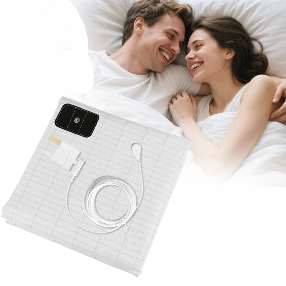 Drap de lit en coton et fibre d'argent pour un sommeil apaisant – Lavable en machine, antistatique, neutre