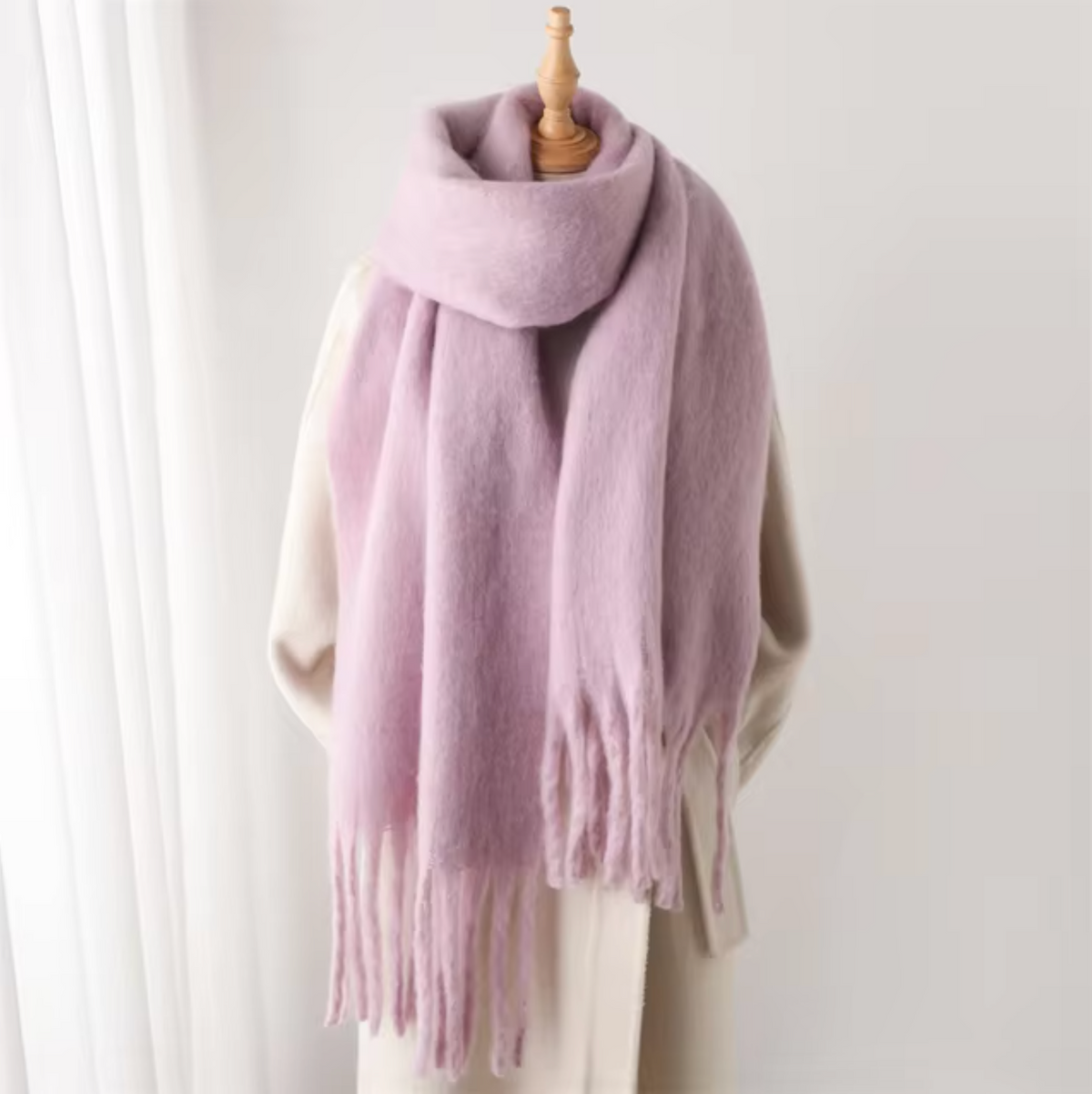 Écharpe Femme Surdimensionnée en Peluche avec Franges – Douce et Élégante pour l'Hiver, Confort et Style 16