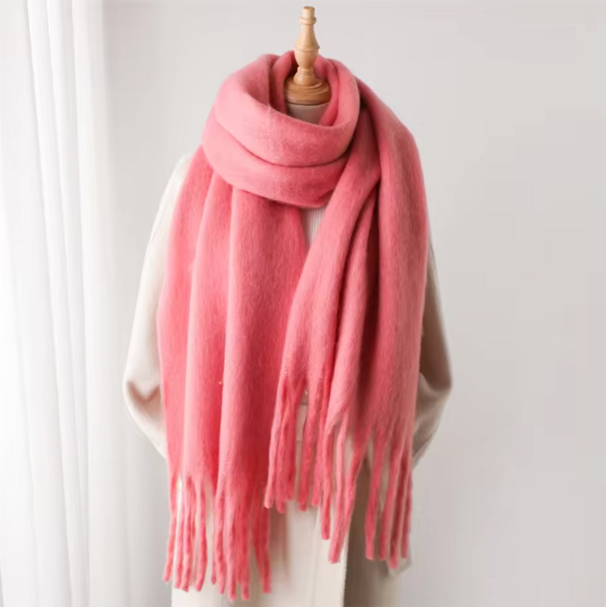 Écharpe Femme Surdimensionnée en Peluche avec Franges – Douce et Élégante pour l'Hiver, Confort et Style 19