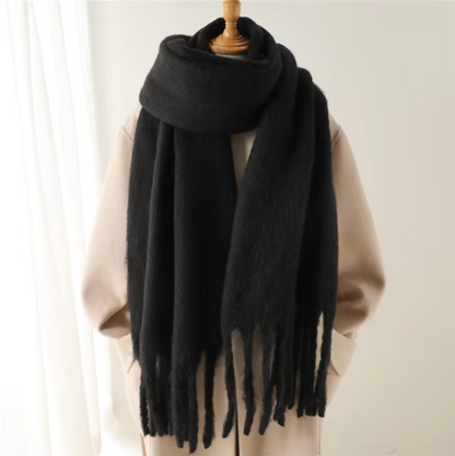 Écharpe Femme Surdimensionnée en Peluche avec Franges – Douce et Élégante pour l'Hiver, Confort et Style 2