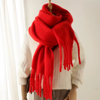 Écharpe Femme Surdimensionnée en Peluche avec Franges – Douce et Élégante pour l'Hiver, Confort et Style 5