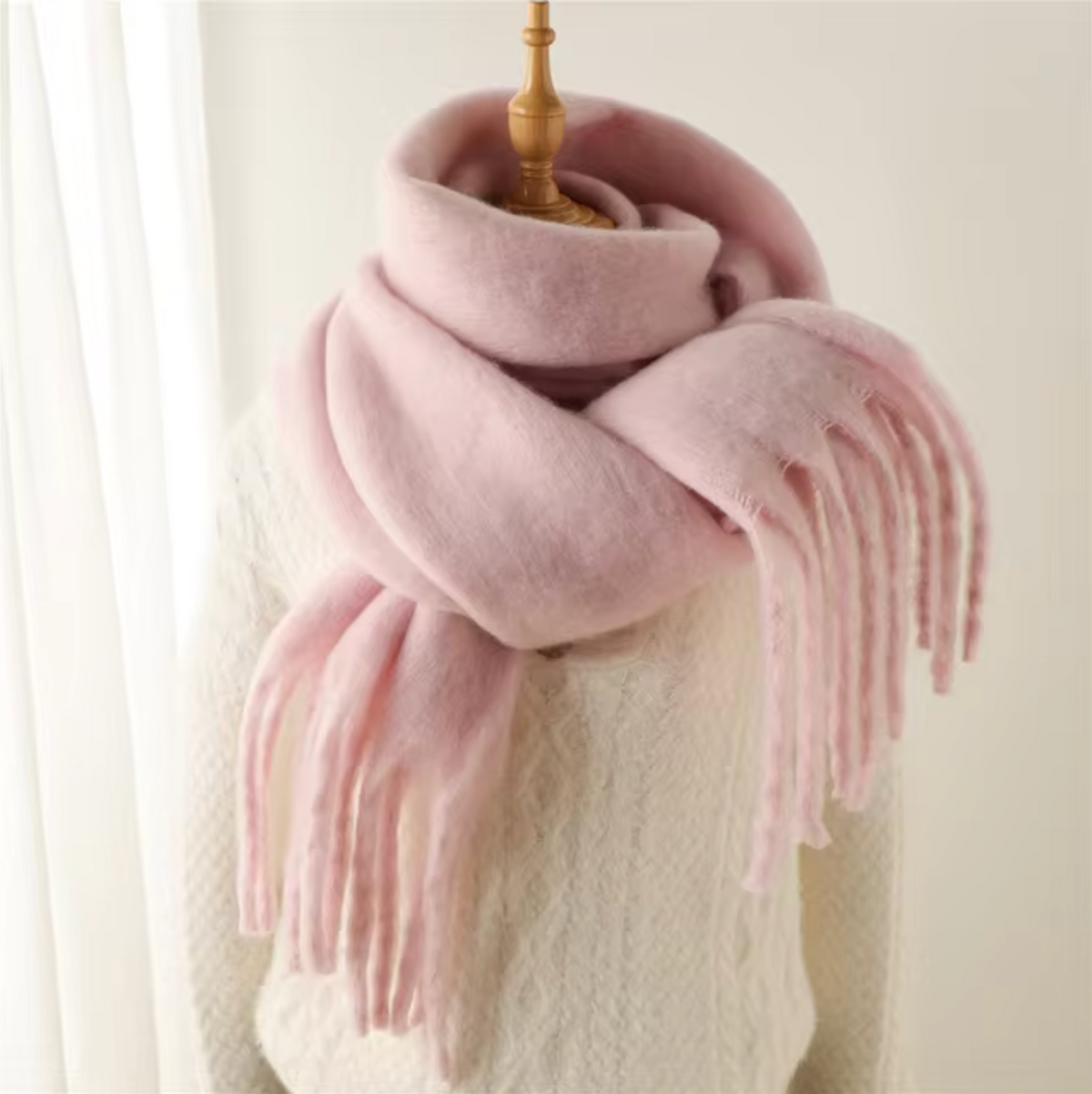 Écharpe Femme Surdimensionnée en Peluche avec Franges – Douce et Élégante pour l'Hiver, Confort et Style 6
