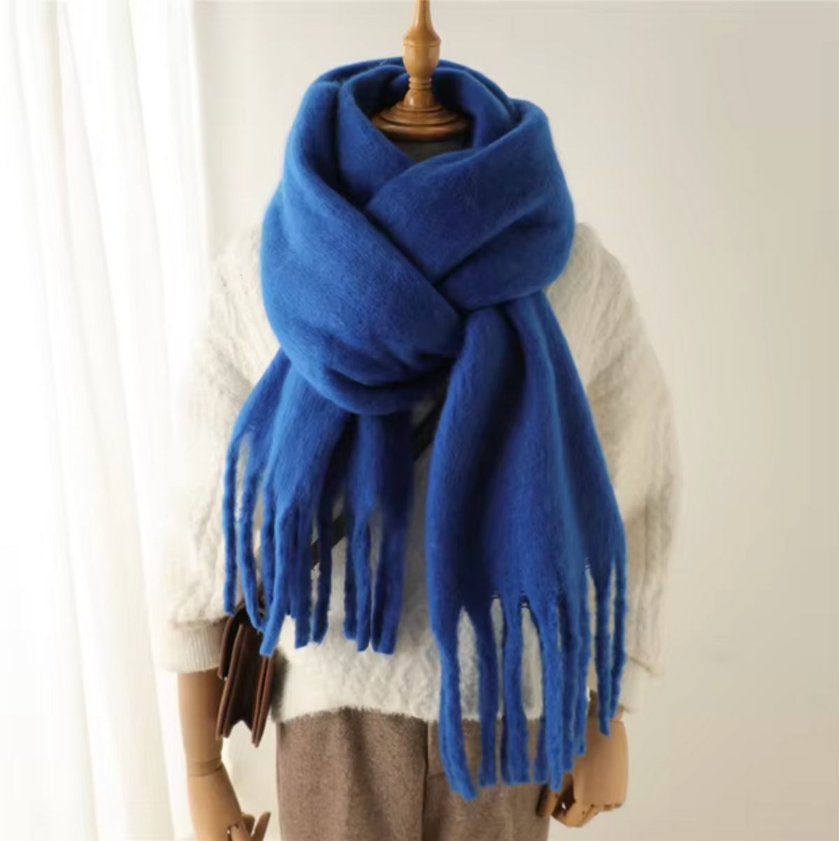 Écharpe Femme Surdimensionnée en Peluche avec Franges – Douce et Élégante pour l'Hiver, Confort et Style 7