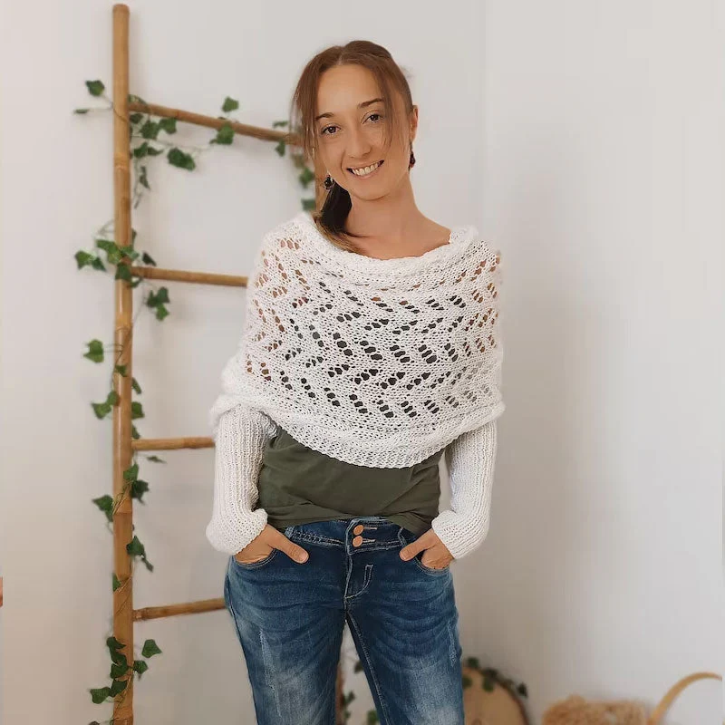 Écharpe en Tricot Ajourée pour Femme - Longue et Rectangulaire, Idéale pour l'Hiver 11