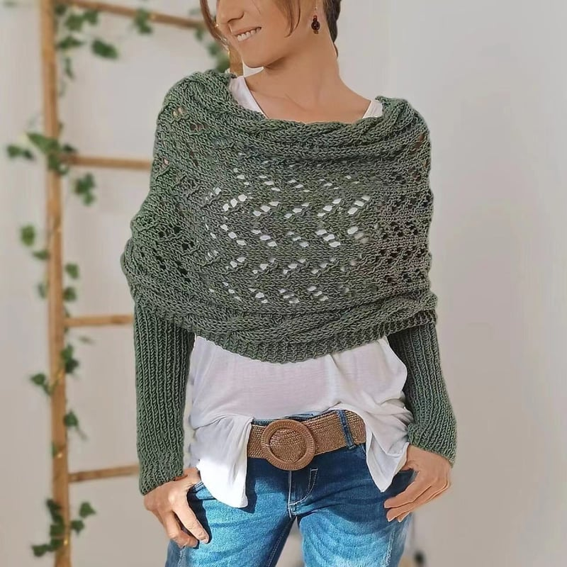 Écharpe en Tricot Ajourée pour Femme - Longue et Rectangulaire, Idéale pour l'Hiver 16
