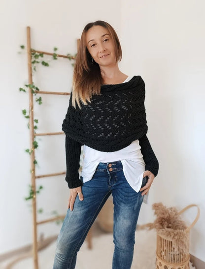 Écharpe en Tricot Ajourée pour Femme - Longue et Rectangulaire, Idéale pour l'Hiver 9