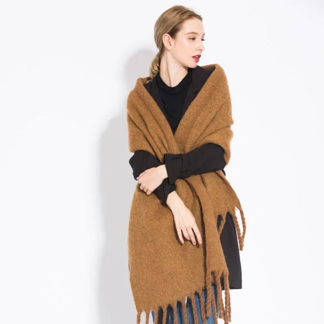 Écharpe surdimensionnée en laine douce avec franges – Accessoire d'hiver élégant 10