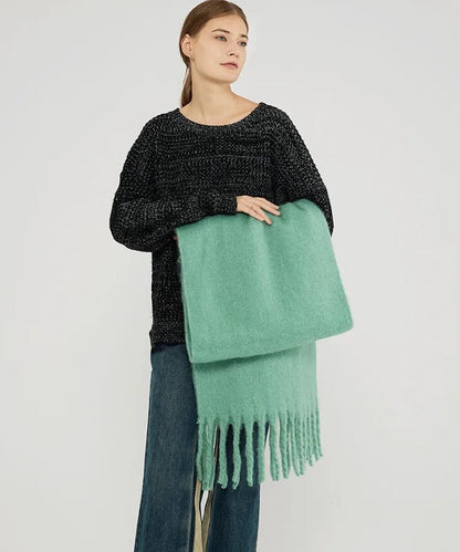 Écharpe surdimensionnée en laine douce avec franges – Accessoire d'hiver élégant 13
