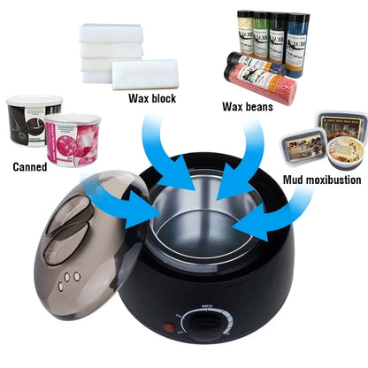 Chauffe-cire électrique pour épilation – Appareil à cire à chauffage rapide avec capacité de 200ML/500ML, conception durable en ABS et acier inoxydable