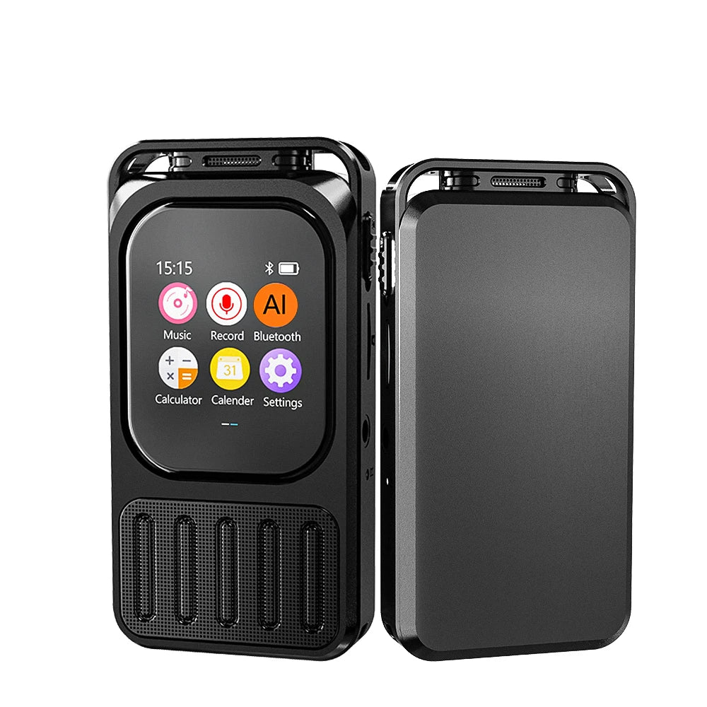 Enregistreur vocal Bluetooth à intelligence artificielle avec écran tactile 2,01 pouces et batterie de 1200 mAh – 79 heures d'enregistrement