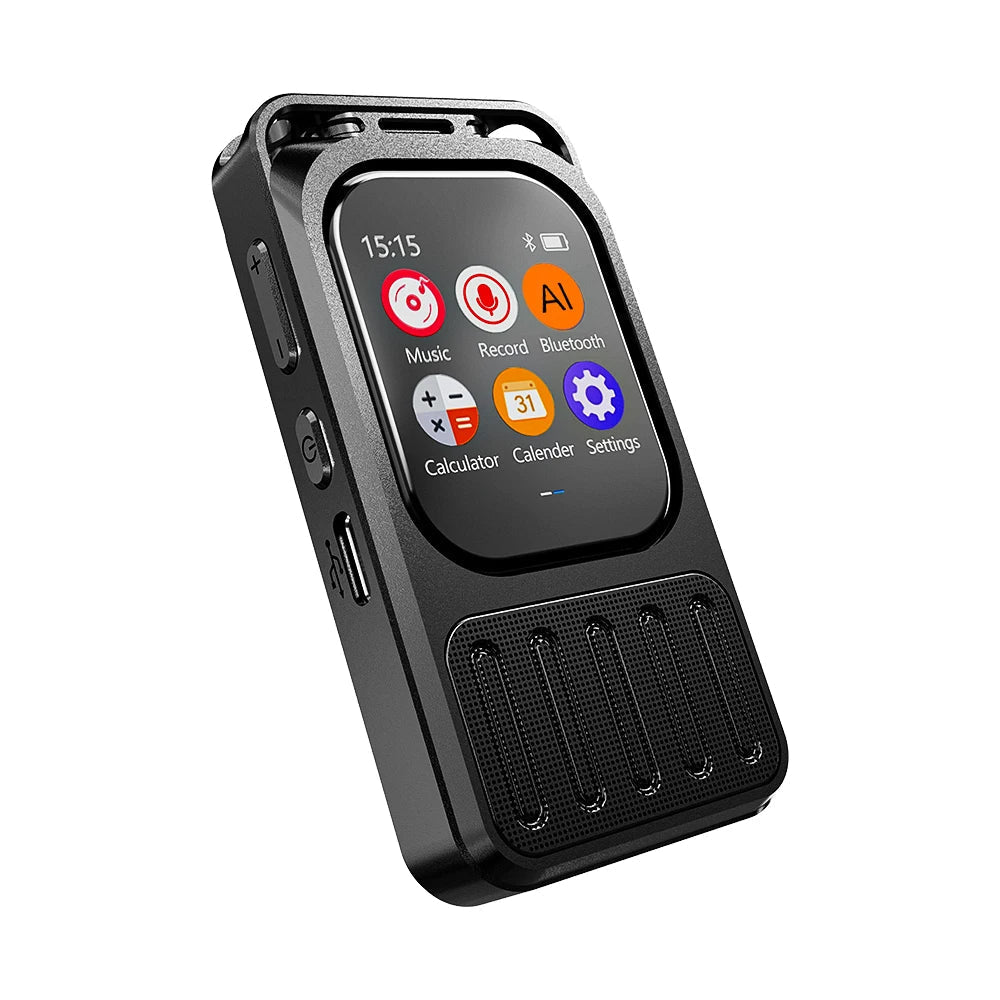 Enregistreur vocal Bluetooth à intelligence artificielle avec écran tactile 2,01 pouces et batterie de 1200 mAh – 79 heures d'enregistrement