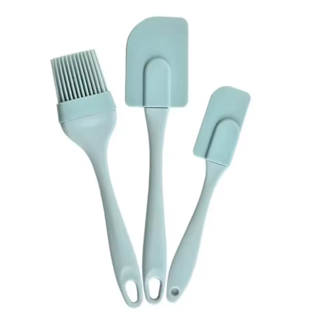 Set of 3 Non-Stick Silicone Spatulas – Flexible Kitchen Tools with PP Handle, Rounded Edges, Convenient Storage