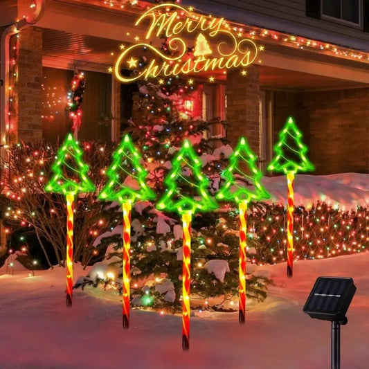 Set of 5 Decorative Solar Lights for Christmas – Outdoor LED Lighting for Garden and Lawn