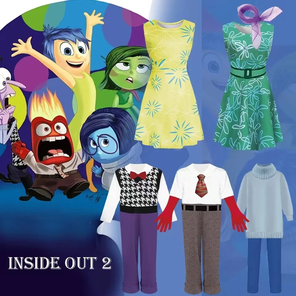 Ensemble de costumes Vice-Versa pour Halloween – Joie, Tristesse, Colère, Dégoût, Peur et Anxiété