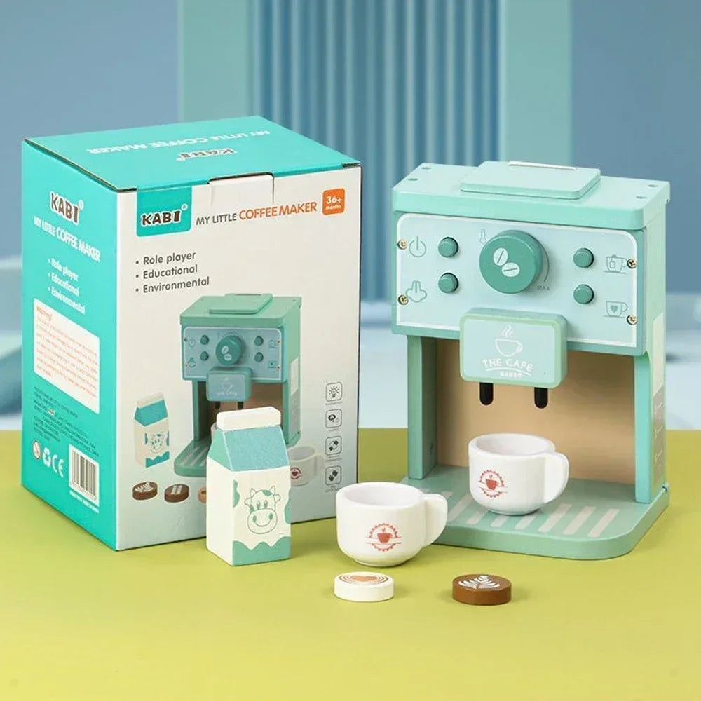 Wooden Toy Set Coffee Machine and Cookies - Creative Educational Kit for Children from 3 Years Old