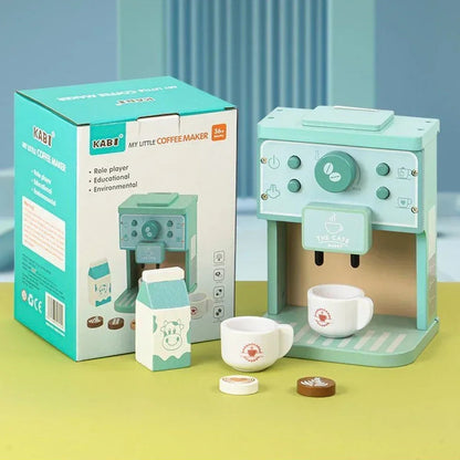 Wooden Toy Set Coffee Machine and Cookies - Creative Educational Kit for Children from 3 Years Old