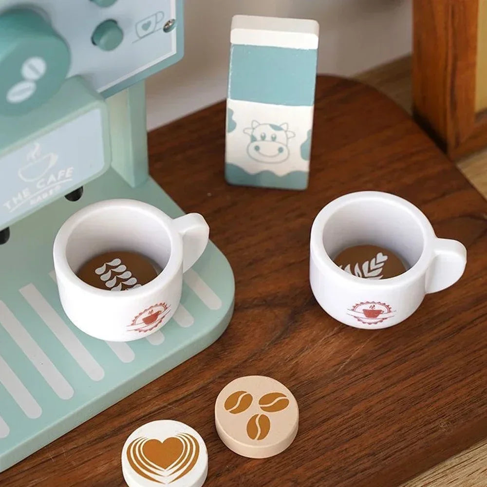 Wooden Toy Set Coffee Machine and Cookies - Creative Educational Kit for Children from 3 Years Old
