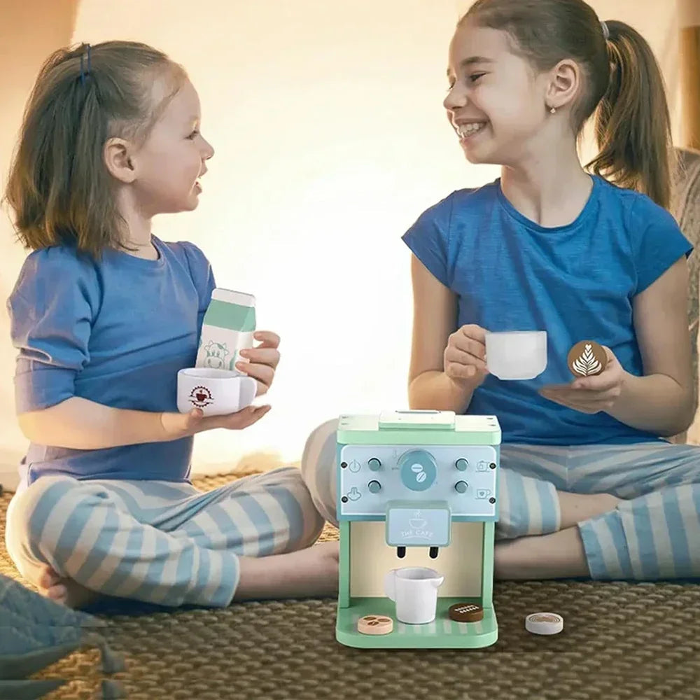 Wooden Toy Set Coffee Machine and Cookies - Creative Educational Kit for Children from 3 Years Old