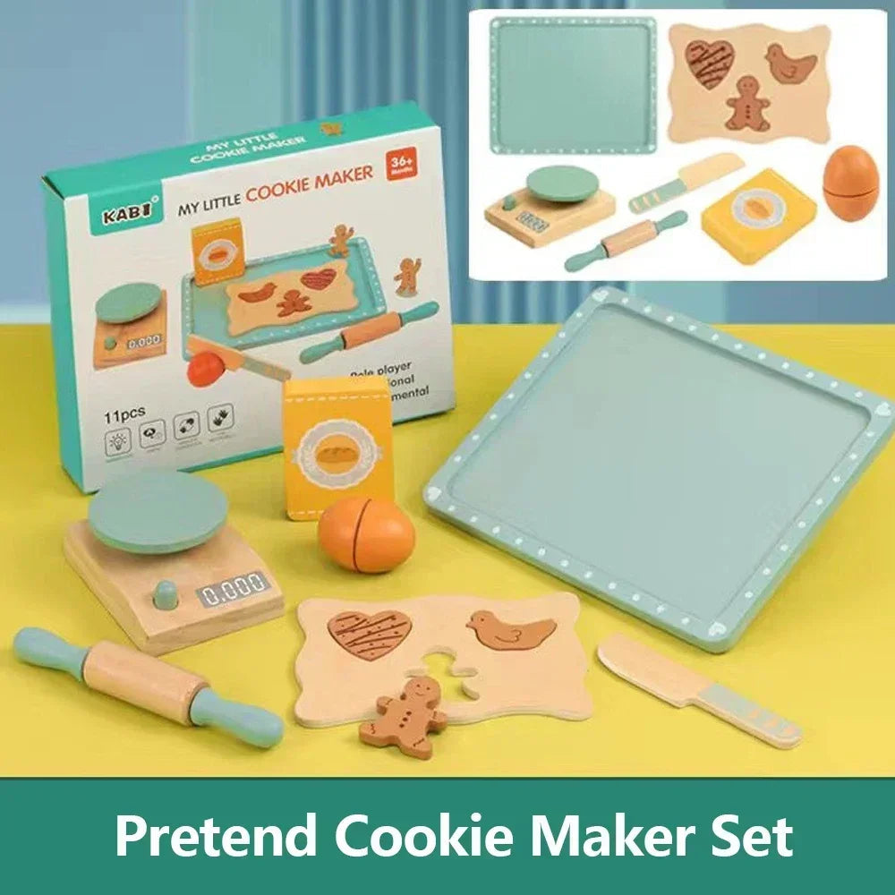 Wooden Toy Set Coffee Machine and Cookies - Creative Educational Kit for Children from 3 Years Old
