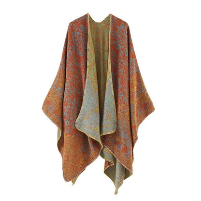 Épaulière ouverte en mélange coton et cachemire pour femme - Look bohème raffiné 1