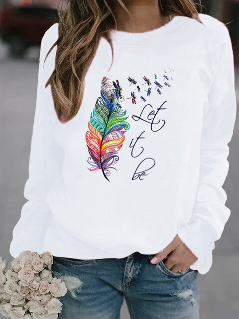 Felicity Women's Pullover | Feather Print, Cozy Knit