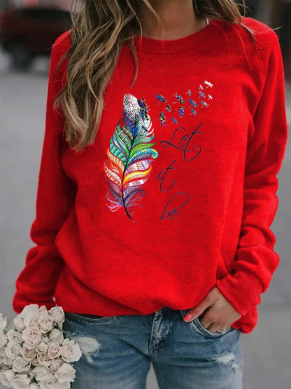 Felicity Women's Pullover | Feather Print, Cozy Knit