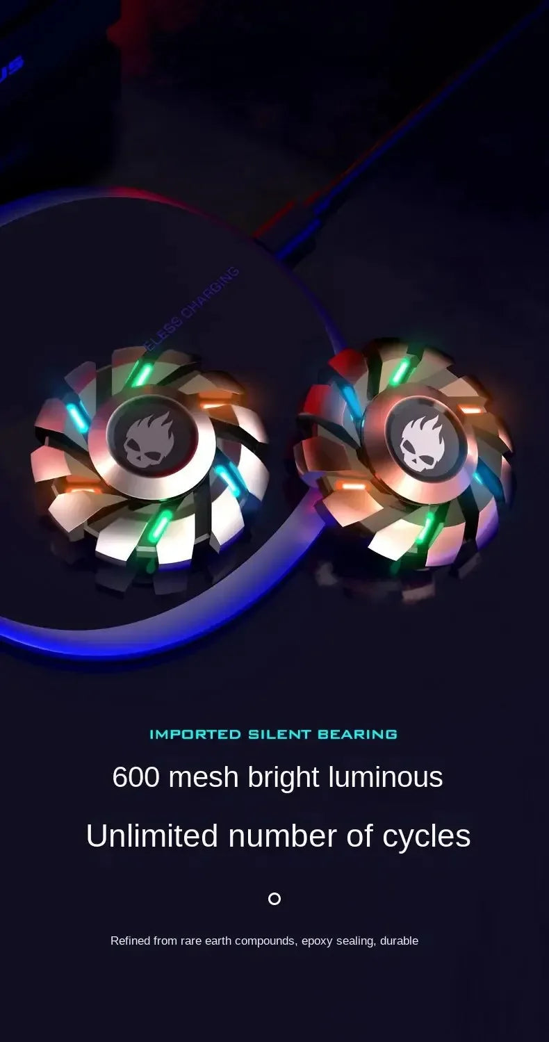 Toupie métallique lumineuse arc-en-ciel – Jouet portatif anti-stress pour améliorer la concentration
