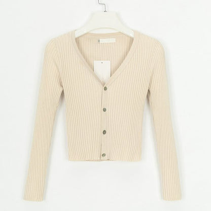 Cardigan court noir Fina | Tricot côtelé, coupe ajustée pour femmes