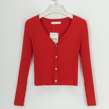 Cardigan court noir Fina | Tricot côtelé, coupe ajustée pour femmes